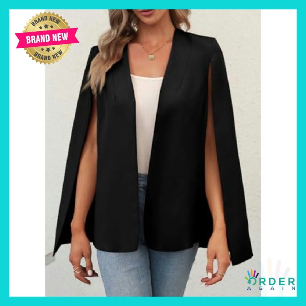 Cape Blazer Split Sleeve Open Front Chic Workwear… - image 5